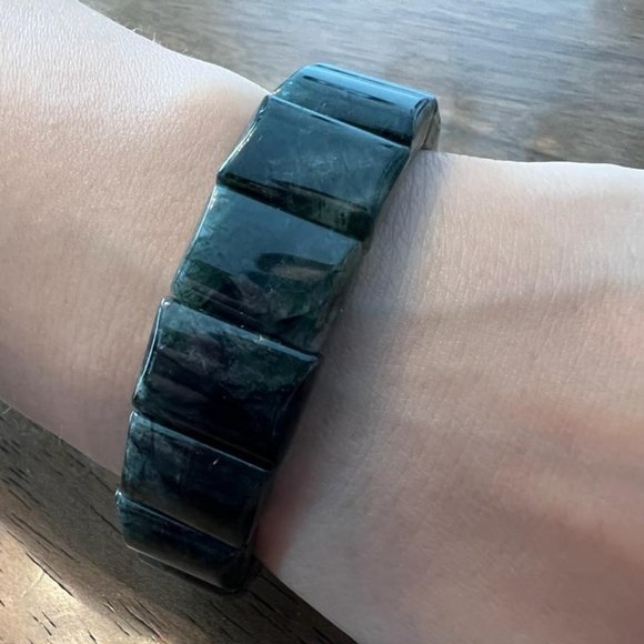 Crystalbabyhkyyc 🔮 15mm Green Rutilated Quartz Flat Bracelet - Picture 3 of 5